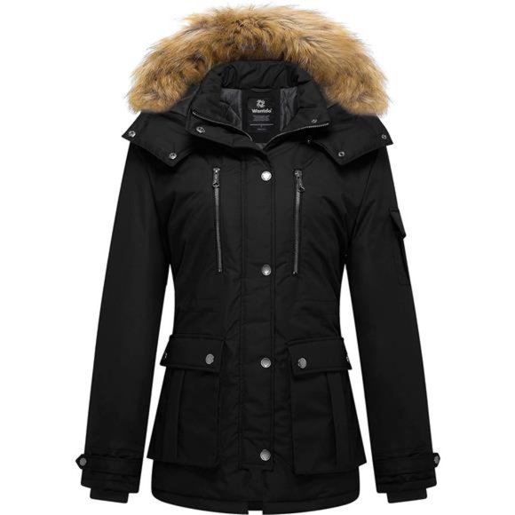 Women's Quilted Winter Coat Warm Puffer Jacket Thicken Parka with Removable Hood - Picture 5 of 6